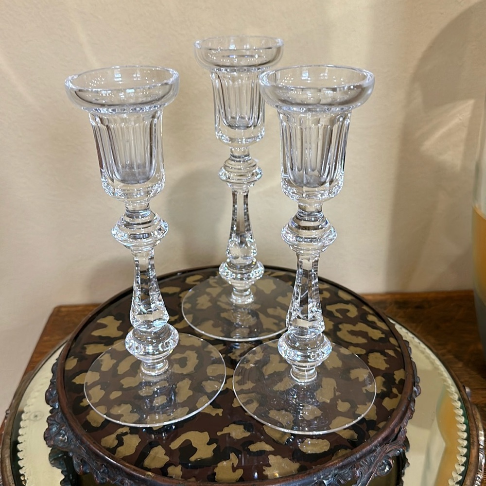 Beautiful trio of Waterford crystal candlesticks